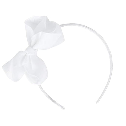 Motique Accessories Headband With Side Grosgrain Bow - White