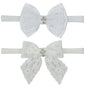 Nihao Baby Off White Lace Bow Small Baptism Headband for Baby Girls -2 PCS
