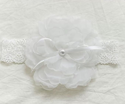 Lace Big Bow Baby Girls Headband Floral Hair Band Toddlers Newborn Infants Christening Baptism Party Hair Accessories for 0-36 Months Elastics Hairband (Style 3)