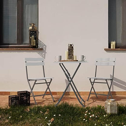 2.63'Bar Height Cocktail Table, All Bistro Folding Bar Height Table for Parties,Coffee Card, Dining,Wedding,Indoor/Outdoor, Locking Legs,White