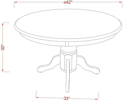 East West Furniture SHCL3-WHI-C 3 Piece Dining Room Furniture Set Contains a Round Kitchen Table with Pedestal and 2 Linen Fabric Upholstered Dining Chairs, 42x42 Inch, Linen White