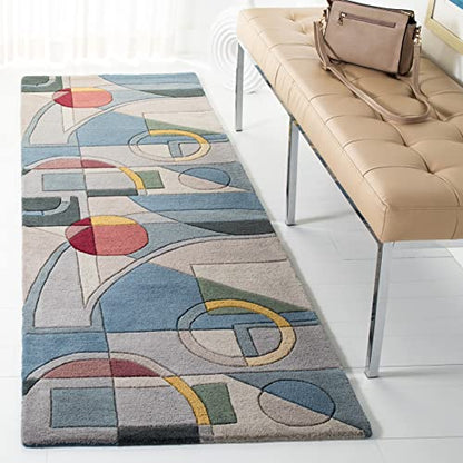 SAFAVIEH Rodeo Drive Collection Runner Rug - 2'3" x 20', Blue & Multi, Handmade Mid-Century Modern Abstract Wool, Ideal for High Traffic Areas in Living Room, Bedroom (RD845B) - color: Blue/Multi, size: 2'3" x 20' (Runner)