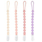 MINMUNJIU Pacifier Clips Baby Girl, 4 Pack One Piece Flexible Soft Binky Clips Silicone Pacifier Holder Clip for Girls, Baby Girl Newborn Essentials