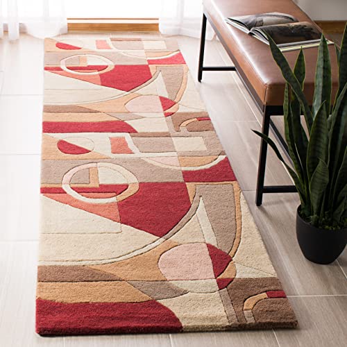 SAFAVIEH Rodeo Drive Collection Runner Rug - 2'6" x 14', Beige & Multi, Handmade Mid-Century Modern Abstract Wool, Ideal for High Traffic Areas in Living Room, Bedroom (RD845A) - color: Beige/Multi, size: 2'6" x 14' (Runner)