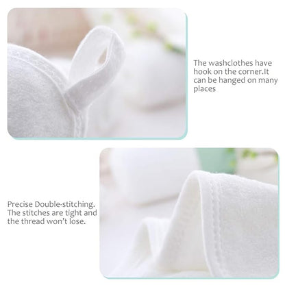 HIPHOP PANDA Baby Washcloths, Rayon Made from Bamboo - 2 Layer Ultra Soft Absorbent Newborn Bath Face Towel - Reusable Baby Wipes for Delicate Skin - White, 30 Pack