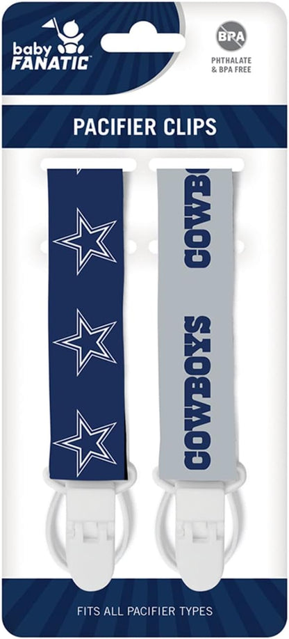 BabyFanatic Officially Licensed Unisex Pacifier Clip 2-Pack - NFL