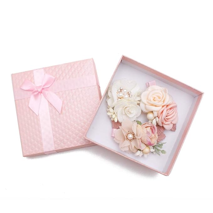 Flower Hair Clips Set-Cherrboll 3pcs Floral Hair Bow Accessories for Baby Girl Toddles Teen Gifts