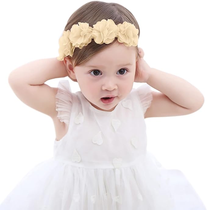 Fmeida Baby Girls Headbands for 4-24M | Soft Flower Crown (Fits 14.96"-18.89" Head)