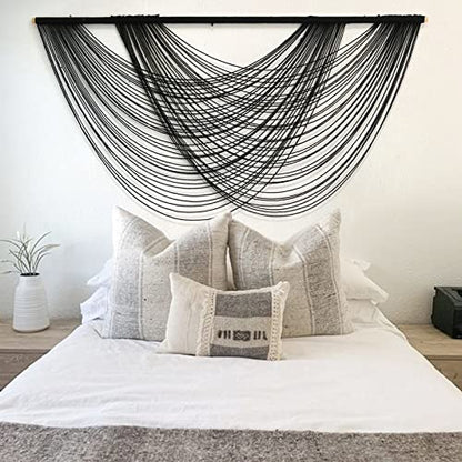 Flber Macrame Wall Hanging Black Boho Wall Decor Large Boho Yarn Tapestry Living Room Bedroom Home Wall Decor 57" W x27 L