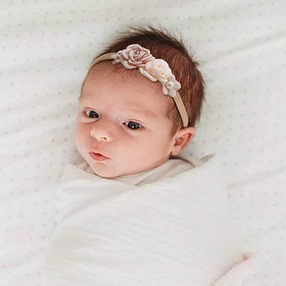 Baby Girl Headbands Nylon Flower Elastic Hairbands 3pcs Hair Accessories Gift for Newborn Infant Toddlers (YM1)
