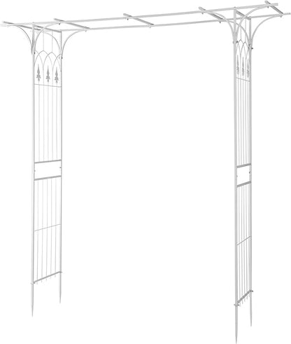 VINGLI Garden Arbor, Arch Archway for Wedding Ceremony Party, Steel Garden Trellis for Plant Climbing, Christmas Garden Decorations Pergola for Garden, Backyard, Lawn (White)