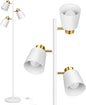 QiMH Tree Floor Lamps for Living Room, 67" Modern Standing Floor Lamp with 3 LED Bulb, Industrial Tall Lamp Reading Lighting for Bedroom Study Office Decor, 3 Rotatable Light Heads, White Gold