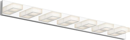 Ralbay 46" LED Chrome Vanity Lights 7 Lights Acrylic Stainless Steel LED Modern Vanity Lights Chrome Bathroom Lighting Fixtures Over Long Mirror (Natural White Light 4500K)