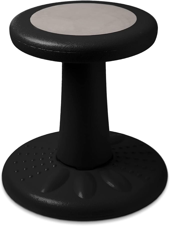 ActiveChairs Kids Wobble Chair, Flexible Preschool & Elementary Classroom Seating, Improves Focus, Posture & Helps ADHD/ADD, Sensory Chair, [Active Fidget Chairs], 14" Stool, Ages 3-7, Black