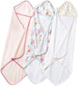 Cloud Island Baby Girls' Infant 3pk Floral Meadow Hooded Towel Set Pink & White