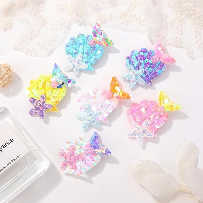 Enchanting Mermaid-Shaped Sequin Hair Clips for Kids - 6 Color Options! (colorful)