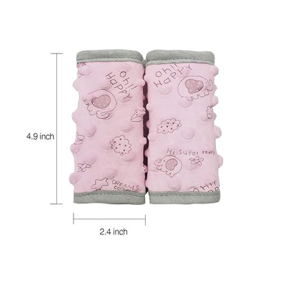 DODO NICI car seat Strap Cover for Baby, seat Belt Cover Cushion, Belt Pads fit Baby Carrier/Pushchair/Stroller, Cozy Peace Dotted Minky, Pink