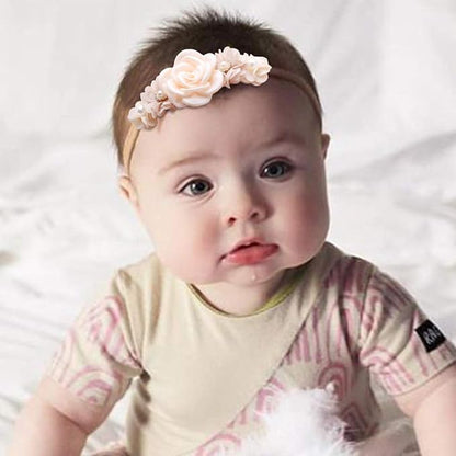 Baby Girl Flower Headband 6 PCS Elastic Hairbands Handmade Nylon Bows Headbands Chic Floral Hair Accessories Kids Gifts for Newborn Infant Toddlers