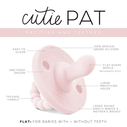 Ryan & Rose Cutie PAT Pacifier Teether (Flat, Pink)