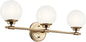 Kichler Benno 3-Light Bathroom Vanity Light Fixture, Modern Wall Mount with Opal Glass in Champagne Bronze, for Bathroom or Powder Room (8.75" x 24.5"), 55172CPZ