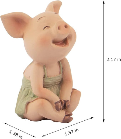 Mini Pig Figurine, Resin Home Decor, Lucky Animal Garden Statue for Micro Landscape