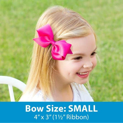 Wee Ones Girls' Plain Wrap Classic Grosgrain Hair Bows on a WeeStay No-Slip Hair Clip, Handmade, Small, Yellow