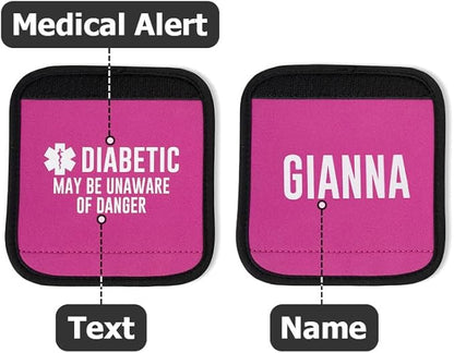 callie Medical ID on Seatbelt Covers -Autism Seatbelt Cover for Kid in Car Seats, Custom Set of 2 Multicolor Emergency Alert Carseat Straps with Name and Text Set, Gift for Allergy Autism Kids Family
