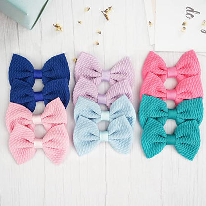 JOYOYO 60Pcs Baby Girls Kids Toddlers 2.75 Inch Twill Waffle Fabric Hair Bows Alligator Clips for Pigtails Hair Accessories and Bangs