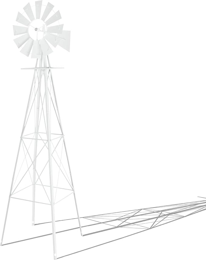 Outvita 8FT Ornamental Windmill for Yard, Heavy Duty Durable Metal Weather Vane Garden Decoration Weather Resistant for Garden, Farm, Seaside