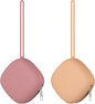 2 Pack Silicone Pacifier Holder Case, Portable Pacifier Case For Diaper Bag, BPA Free Newborn Baby Pacifiers Silicone Pouch For Boys & Girls (Apricot+Powder Rose)
