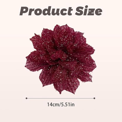Large Rose Flower Hair Claws - Big Mesh Floral Plastic Hair Clips for Women, Barrettes & Updo Holders for Chignon and Bun Hairstyles (Black & red)