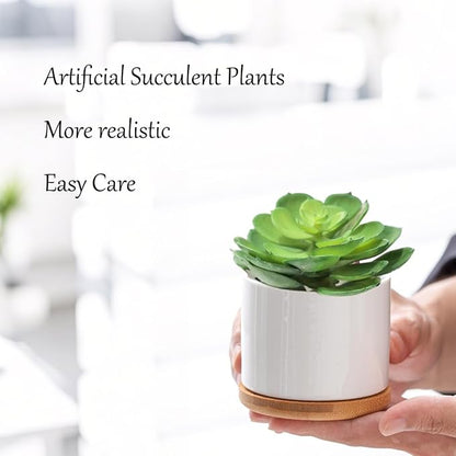 2Pcs Artificial Succulent Plants, Lotus Flower Realistic Fake Succulents, Fake Plant for Garden Arrangement Decor, Green
