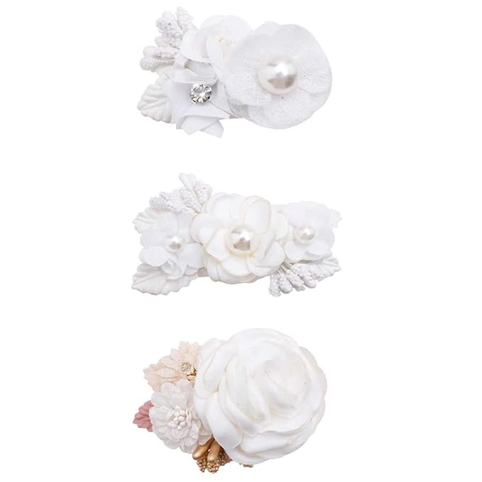 Flower Hair Clips Set for Baby Girl Lightweight Floral Hair Bow Accessories with Boutique Fully Lined Alligator Clip for Toddler Teens Gifts (AF)