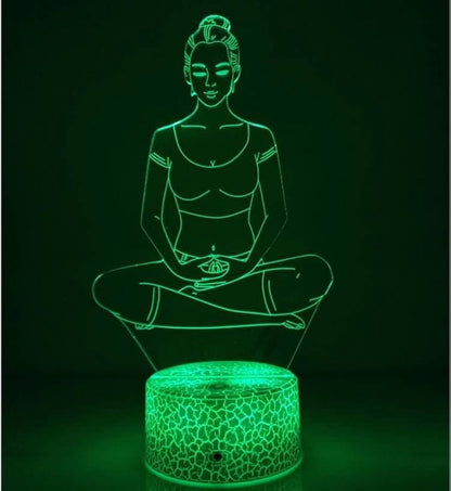 Creative 3D Yoga Meditation Night Light 16 Colors Changing USB Powered Remote Control Touch Switch Decor Lamp Optical Illusion LED Table Desk Lamp
