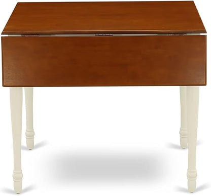 East West Furniture MZDO3-WHI-W 3 Piece Dining Set Contains a Rectangle Dining Room Table with Dropleaf and 2 Wood Seat Chairs, 36x54 Inch, Buttermilk & Cherry