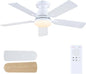 Mpayel 46 Inch Ceiling Fans with Lights and Remote, White Ceiling Fan with Light Flush Mount, Low Noise, Reversible, Dimmable, Modern Low Profile Ceiling Fan with Light for Bedroom Indoor Outdoor