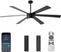 SHOWDI Ceiling Fan with Lights and Remote, 6 Blade App Control Timer Reversible Stepless Brightness and Color Temperature Outdoor Wood Ceiling Fan with Lights (Black, 72 Inch)