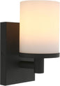 Pathson Vintage 1-Light Wall Sconce, Hardwired Bathroom Vanity Light, Frosted Glass Wall Mount Light Fixtures for Hallway Bathroom Kitchen Living Room (Black)
