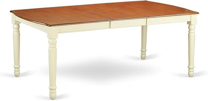 East West Furniture DOQU9-WHI-W 9 Piece Dining Set Includes a Rectangle Dining Room Table with Butterfly Leaf and 8 Kitchen Chairs, 42x78 Inch, Buttermilk & Cherry
