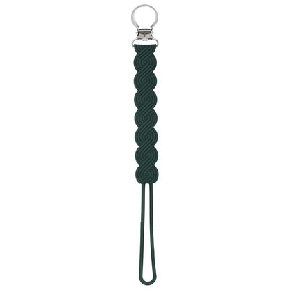 Three Little Tots All Silicone Modern, Short and Safety Tested Pacifier Clip (Hunter Green, Waverly)