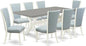 East West Furniture X097VE215-9 9 Piece Dining Room Set Includes a Rectangle Dining Table with X-Legs and 8 Baby Blue Linen Fabric Upholstered Chairs, 40x72 Inch, Multi-Color