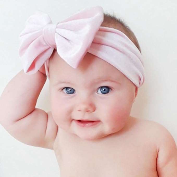 Baby Girl's 7'' Soft Big Bowknot Velvet Headband Toddler Hairband for Photography Travel Party Festivals (Olive Green, One Size)