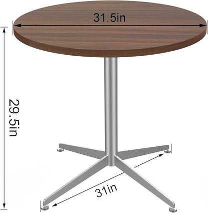 Round Office Table Conference Table Small Dining Table Coffee Meeting Table for Office Boardroom Kitchen Living Room Waterproof Desktop Easy Assembly 31.5 inch