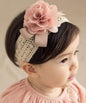 Denifery Baby Girls Cute Headband Elastic Lace Hair Band Pink Flower Headband Hair Accessories