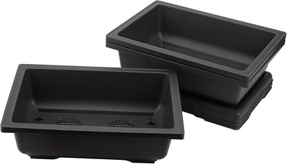 KINJOEK 3 PCS 14 Inch Plastic Bonsai Pots, Large Bonsai Training Pot with Drainage Trays, Rectangular Plant Bonsai Tree Pots for Garden, Indoor, Home Decorative