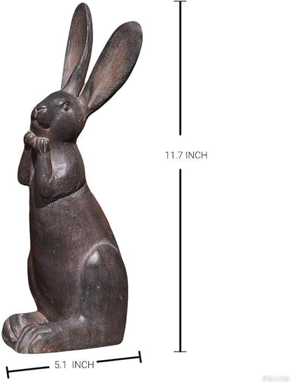 DiliComing Bunny Decor Resin Animals Statue - Garden Decorations Garden Decor for Outside Cute Cheeky Bunny Figurine Statues for Home Decor Outdoor Decor for Porch 5 × 4 × 11 Inch