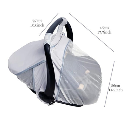 RHYDEER Baby car seat Cover with Mosquito net, 2 in 1 Infant carseat Sun Shade Cover and carseat Mosquito net, Grey