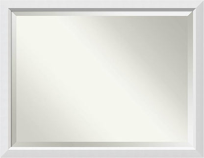Amanti Art White Bathroom Mirror for Over Sink, 34x44 Blanco White Rectangle Vanity Mirror, X-Large Modern Contemporary Wood Frame, Hangs Horizonally and Vertically, Bathroom Wall Decor, Beveled Edge