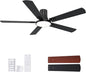 SNJ 60 Inch Black Ceiling Fans with Lights and Remote,Flush Mount Low Profile 5 Blades Ceiling Fan,Dimmable Quiet Reversible DC Motor for,Living Room,Bedroom and Patio