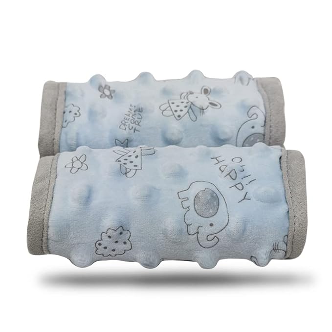 DODO NICI car seat Strap Cover for Baby, seat Belt Cover Cushion, Belt Pads fit Baby Carrier/Pushchair/Stroller, Cozy Peace Dotted Minky, Blue